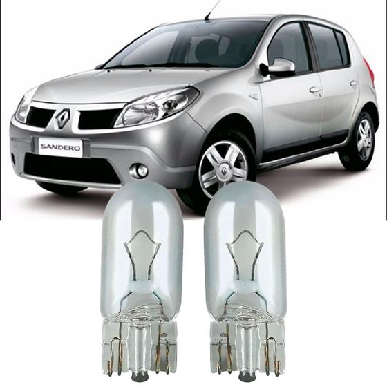 Imagem de Par Lâmpadas Pingo Original Esmagada T10 12v 5w 2825 Renault Sandero Faroleta Teto Placa Lanterna