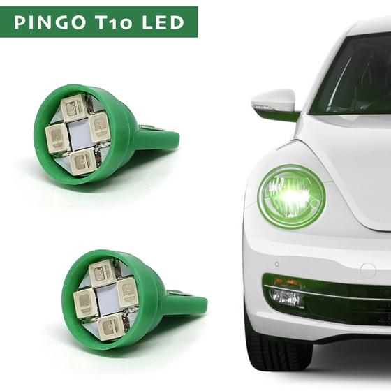Imagem de Par Lâmpadas T10 Pingo Led Verde Lanterna Farolete Meia Luz Chevrolet Corsa 1998 1999 2000 2001