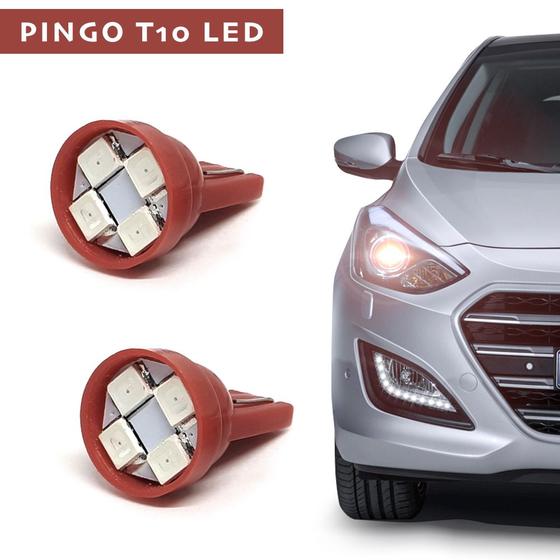 Imagem de Par Lâmpadas T10 Pingo Led Vermelho Lanterna Farolete Meia Luz Fiat Palio G5 2012 2013