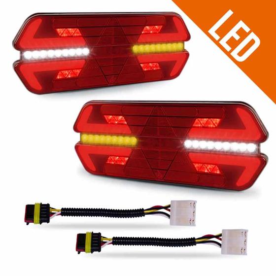 Imagem de Par Lanterna Carreta Triplo X Led Seta Sequencial Bivolt