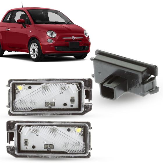 Imagem de Par Lanterna Luz De Placa Com Led Fiat 500 Cinquecento após 2012 Conector Quadrado