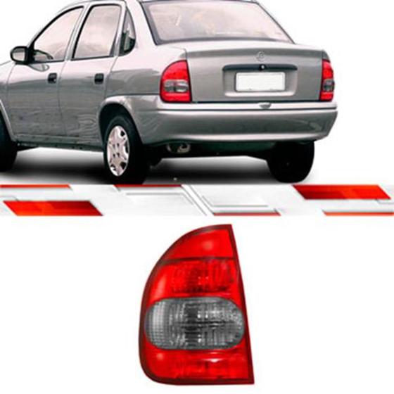 Imagem de Par Lanterna Traseira Bicolor Corsa Sedan 4P 2000 Ate 2002 Com Re Fume
