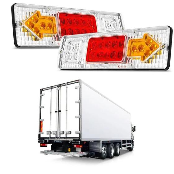 Imagem de Par Lanterna Traseira Caminhão Mb 1113 Carretinha Led 30 Cm