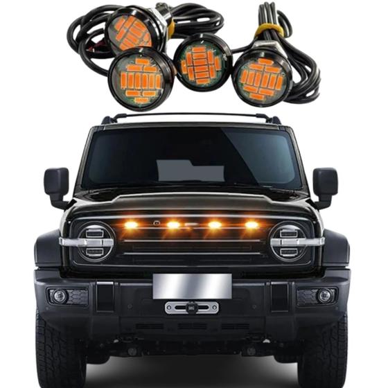 Imagem de Par Led De Grade Pick Up Olho De Aguia 12 Led Luz Ambar