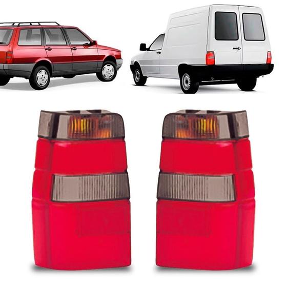 Imagem de Par Lente Traseira Fiat Fiorino Elba 1986 a 97 Bicolor Fume