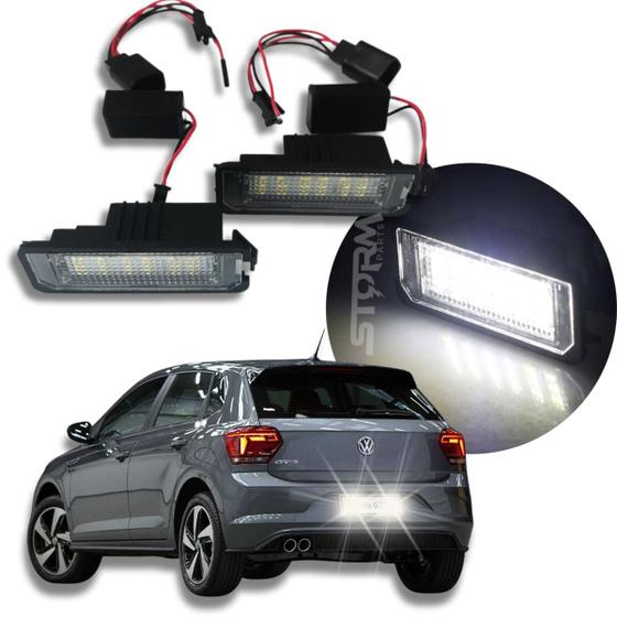 Imagem de Par Luz de Placa Led Vw Novo Polo ano 2018 a 2023 Lâmpada Led Luz Super Branca Sem Erro Painel Highline Comfortline hatch Sense