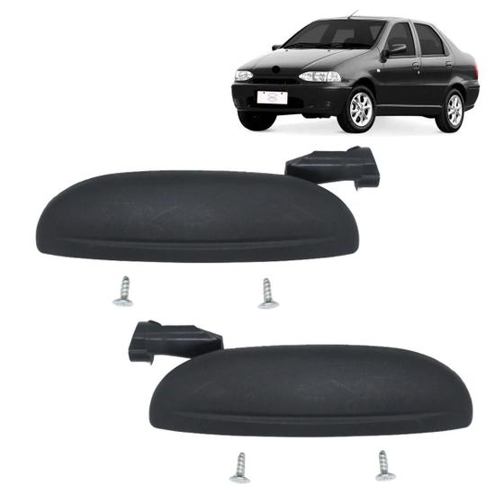 Imagem de Par Maçanetas Externa Fiat Siena 1997-2000 com friso