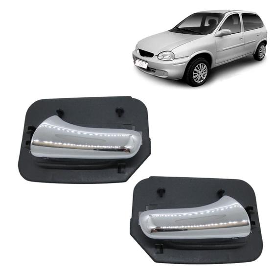 Imagem de Par Maçanetas Interna Traseira GM Corsa Hatch Cromada Metal
