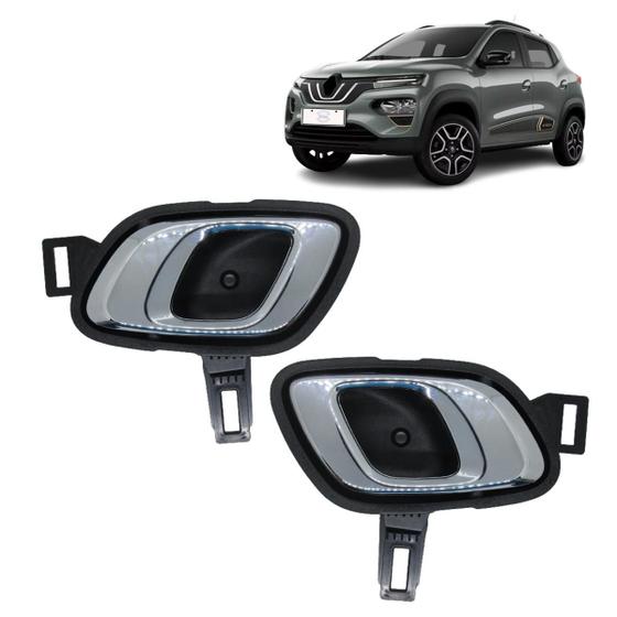 Imagem de Par Maçanetas Internas Dianteira Kwid E-Tech Cromada Comp