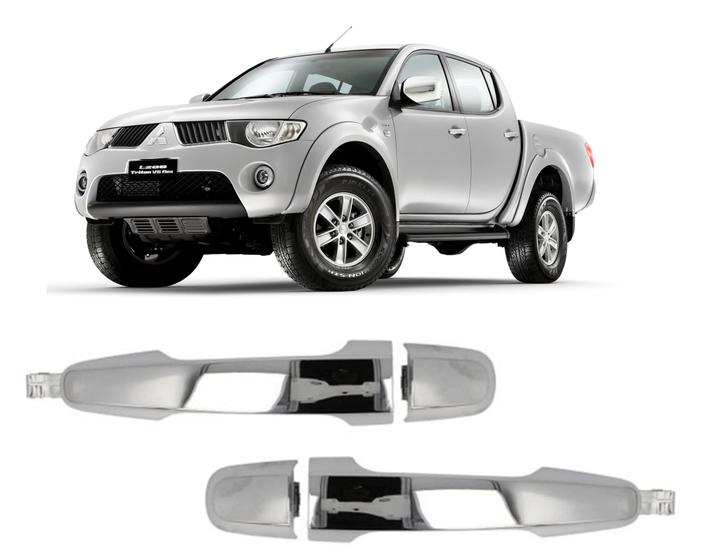 Imagem de Par Maçanetas Puxador Trinco Fechadura Portas Traseiras Mitsubishi L200 Triton 2008 2009 2010 2011 2012 2013 2014 2015 