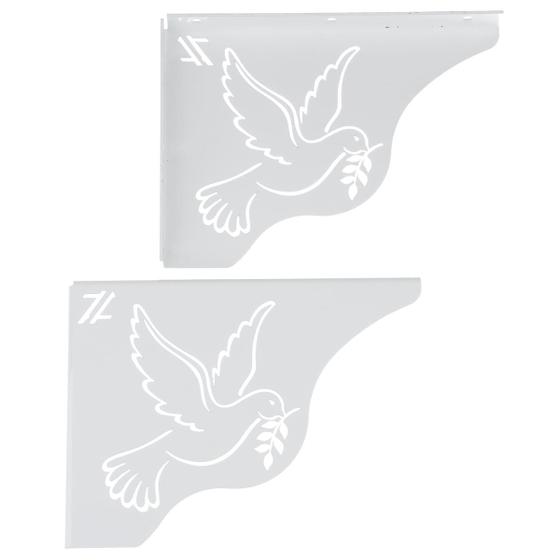 Imagem de Par Mãos Francesas Decorativas 20cm Pomba da Paz Divino Espírito Santo Aço Branco