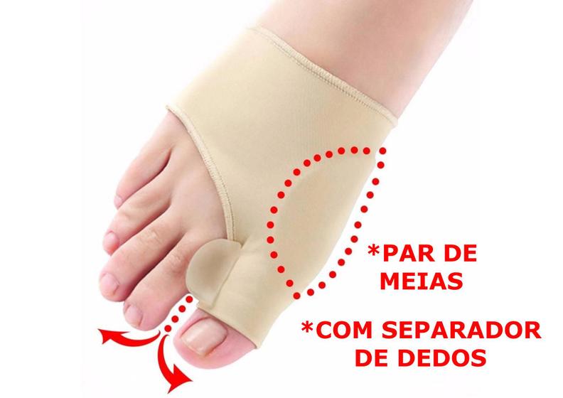 Imagem de Par Meias Ortopédico Joanete Protetor Corretivo C/ Separador Dedos