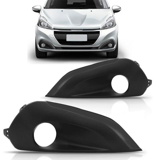 Imagem de Par moldura milha peugeot 208 2017 a 2018 c/ furo friso preto