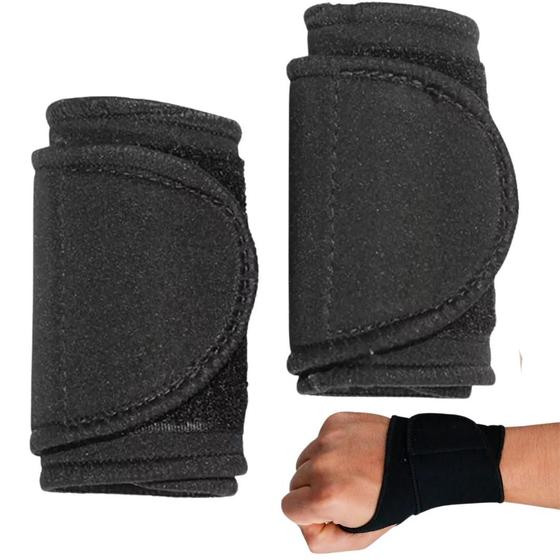 Imagem de Par Munhequeira Ajustável Para Treino De Musculação Academia Tendinite Compressor Neoprene Protetor De Punho Anatômica Elástica Tensor De Pulso