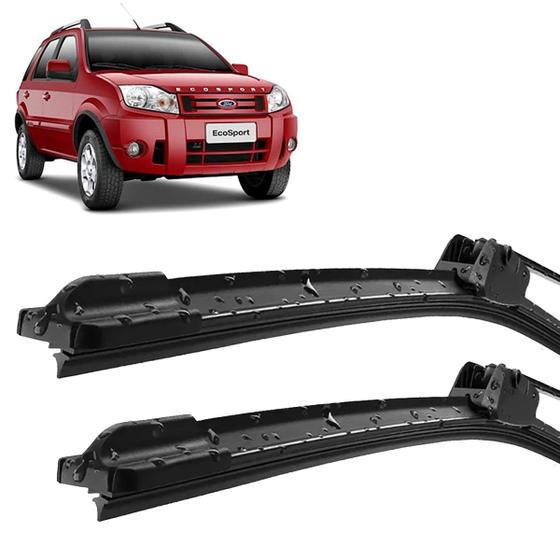 Imagem de Par Palheta Limpador ParaBrisa EcoSport 2005 06 07 08 09 10 11 12 Silicone