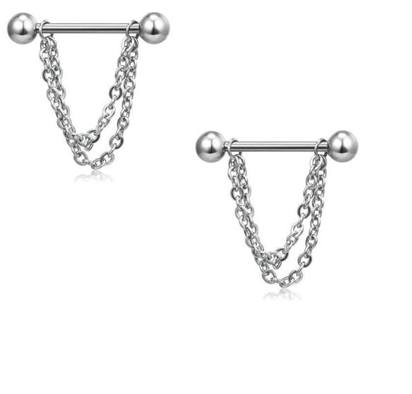 Imagem de Par Piercing Mamilo Peito Titânio Cores Modelos