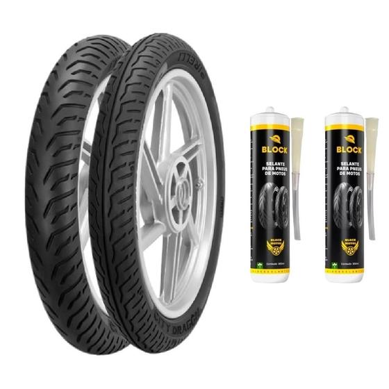 Imagem de Par Pneu 90/90-18 + 80/100-18 City Dragon Pirelli Cg 125 Cbx 150 + Selantes