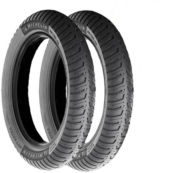 Imagem de Par Pneu Cg-Fan-Start-Titan 125/ 150/ 160 (80-100-18 + 90-90-18) Uso S/ Câmara City Extra Michelin 