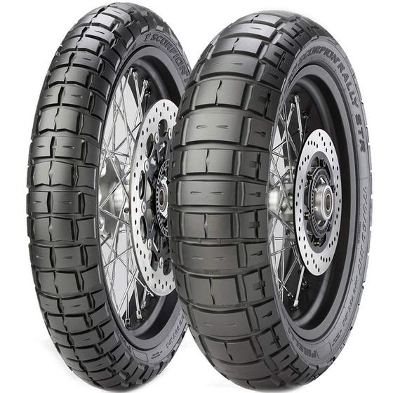 Imagem de Par Pneu Tiger 800 F 750 150/60r17 + 100/90-19 Scorpion Rally Str Pirelli