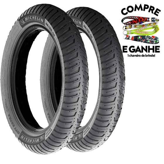 Imagem de Par Pneu Yes 125/ Gsr 125/ Gsr 150i (80-100-18 + 100-80-18) Uso S/ Câmara City Extra Michelin