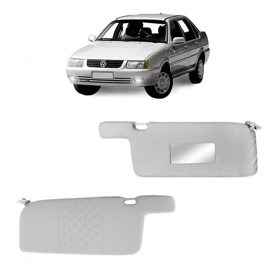 Imagem de Par Quebra Sol Cinza com Espelho e Bolsa Volkswagen Santana 1992 a 2006 Newtec Nt3220svw Nt3221vw