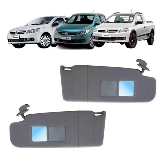 Imagem de Par Quebra Sol Preto com Espelho Bolsa e Iluminação Volkswagen Gol/voyage/saveiro Newtec Nt3010cvw Nt3011vw