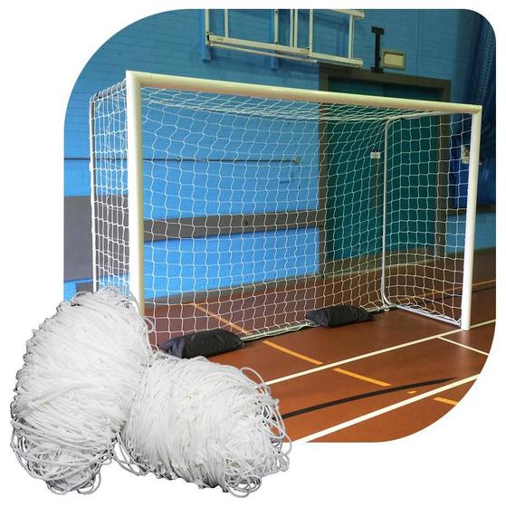 Imagem de Par Rede Trave Gol Futsal F2 Caixote Nylon Futebol De Salão