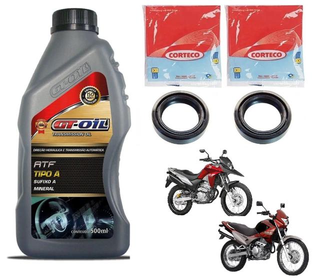 Imagem de Par Retentor Garfo Bengala Corteco + 01 Óleo 500ml Atf Hidráulico Xre 300 Xtz 250 Lander Tenere Nx 400 Falcon Xr 250 Tornado