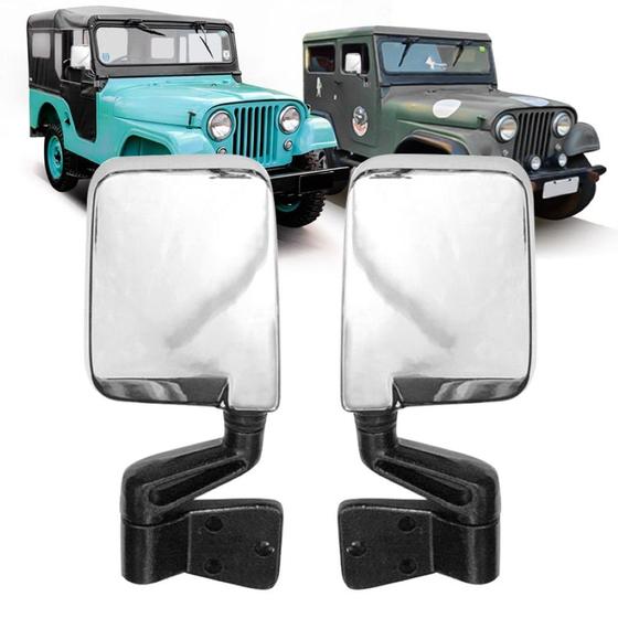 Imagem de Par Retrovisor Jeep Willys Cj3 e Cj5 1954 a 1982 Cromado