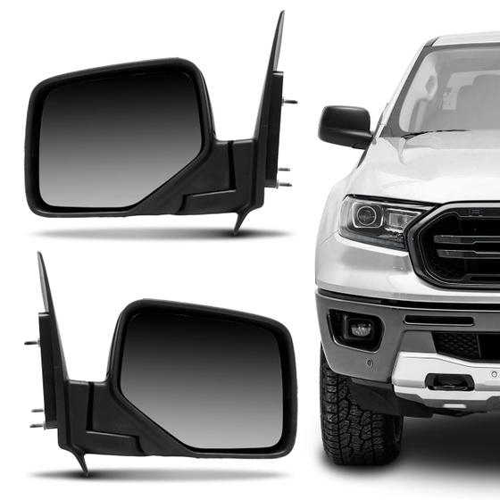 Imagem de Par Retrovisor Ranger 2005 2006 2007 2008 2009 2010 2011 2012 Preto sem Controle