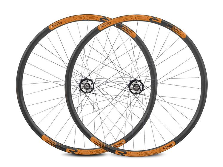 Imagem de Par Roda Aro 29 Rimaxx Aero R29 Cubo de Rosca Preto Laranja