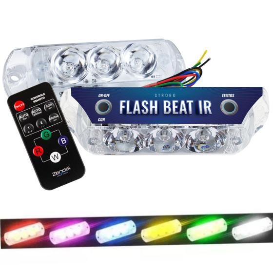 Imagem de Par Strobo Flash Beat IR c/ Central e Controle Remoto o Led Pisca Conforme a Batida do Som ZD-SFB-IR
