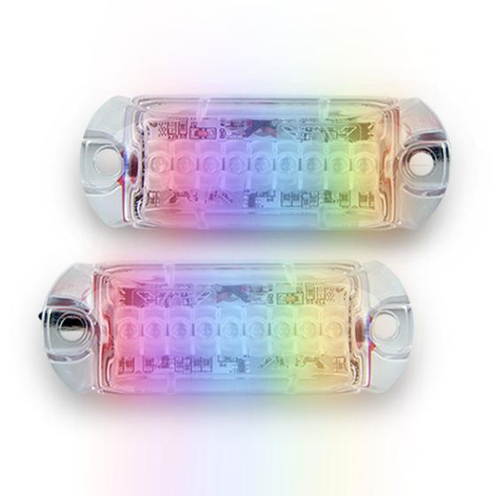 Imagem de Par Strobo Som Automotivo Ajk Rgb Colorido 7 Cores Kit Leds