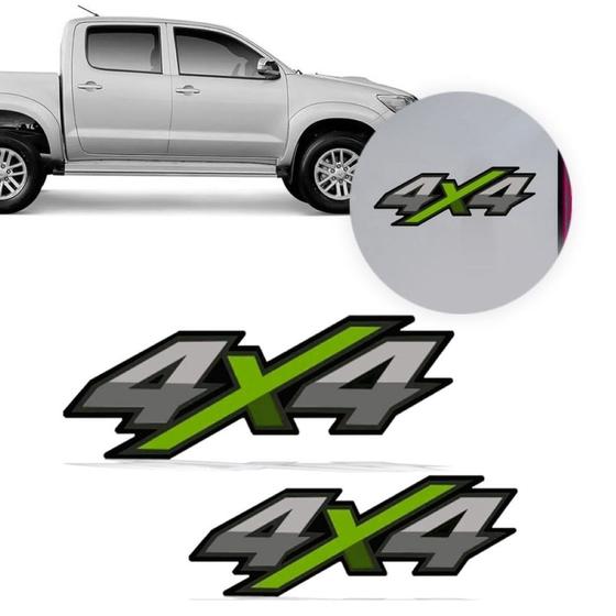 Imagem de Par Toyota Hilux 4x4 Flex Verde Kit Emblema Adesivo