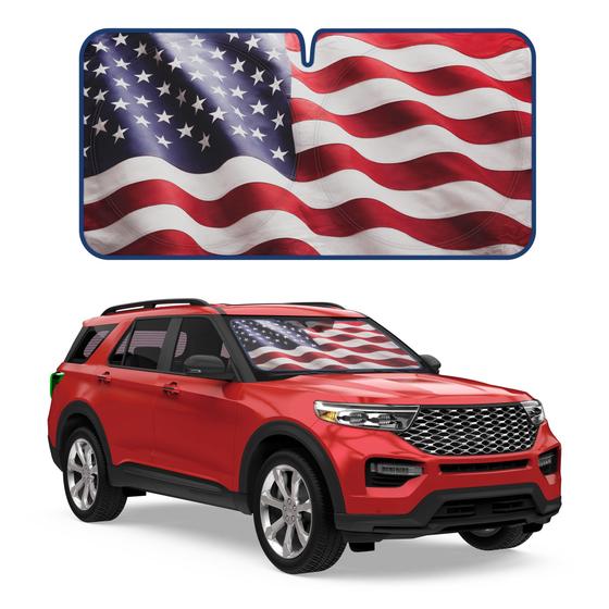 Imagem de Para-brisa de carro Sun Shade Motor Trend USA Americana Flag