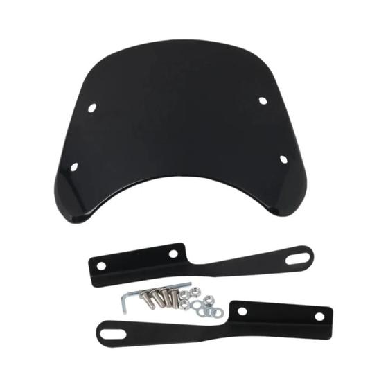 Imagem de Pára-brisa Universal para Motocicleta - Defletor de Vento Preto - Compatível com Harley, Honda e Yamaha