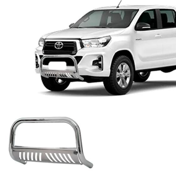Imagem de Parachoque Quebra Mato Hilux 2019 2020 2021 Cromo com chapa