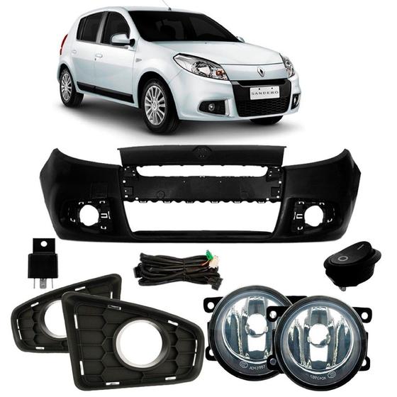 Parachoque sandero 11 12 13 com kit farol milha completo Menor preço em Parachoque sandero 11 12 13 com kit farol milha completo