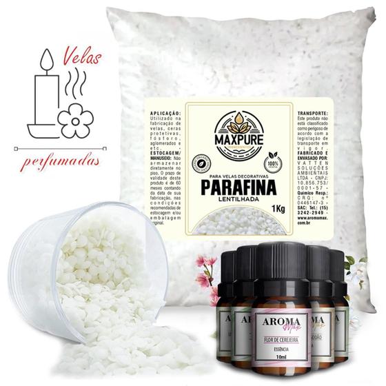 Imagem de Parafina Lentilhada 1Kg + 2 Essencias 30Ml Aroma Melancia