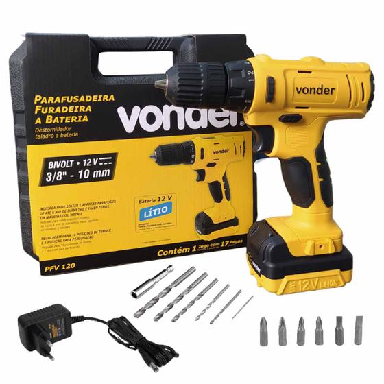 Parafusadeira Bateria com Kit 12v Bivolt PFV120 VONDER é boa?