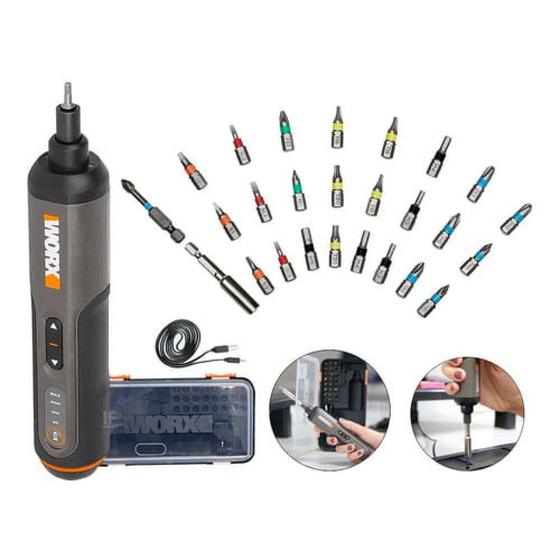 Imagem de Parafusadeira Bivolt 4v max Lithium Wx240 Worx Bits + Maleta 