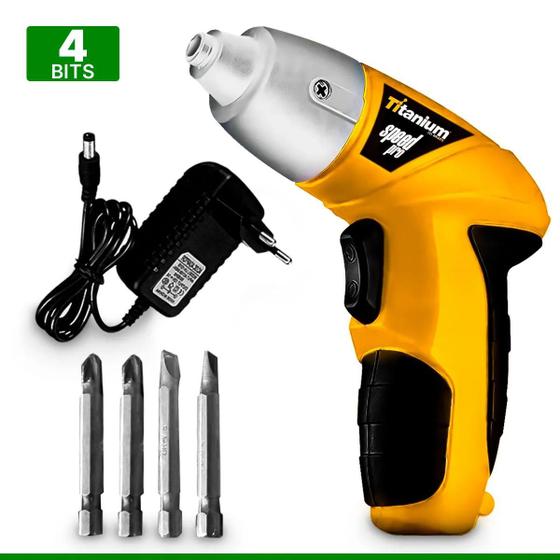 Imagem de Parafusadeira Bivolt Elétrica Com Led 4.8V Bateria Lithium Para Serviços Gerais Com Dois Sentidos De Giro  - Titanium