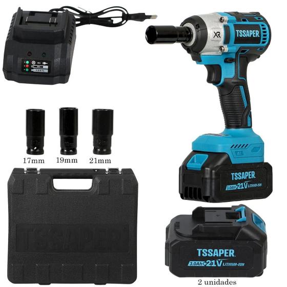 Imagem de Parafusadeira e furadeira de Impacto a Bateria 21V Bivolt Motor Brushless TSCH21-2 TSSAPER  Inclui 2 baterias