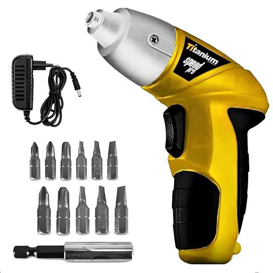 Parafusadeira Elétrica Titanium Speed Pró Bivolt C/ 11 Bits Imagem de Parafusadeira Elétrica Titanium Speed Pró Bivolt C/ 11 Bits