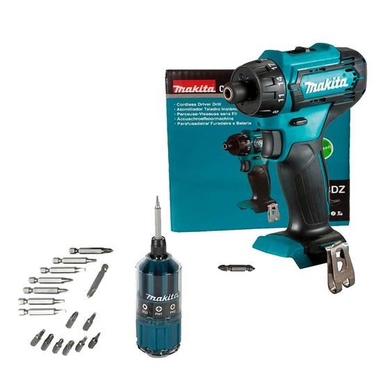 Imagem de Parafusadeira Furad Df033dz Makita 12v Sem bat + Kit 18 bits