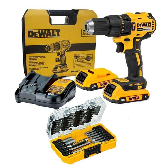 Imagem de Parafusadeira Furad Impct 20V Dcd778 1D2 Dewalt Brush + Bits