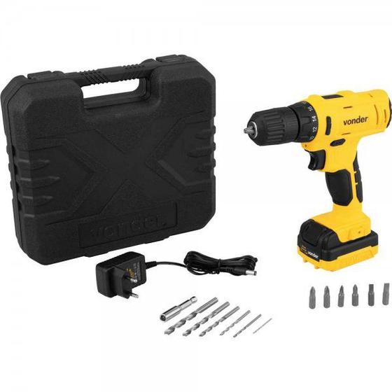 Imagem de Parafusadeira Furadeira 12V com Bateria de Litio 3/8" com Broca, Bits e 2 Phillips PFV120 Vonder 