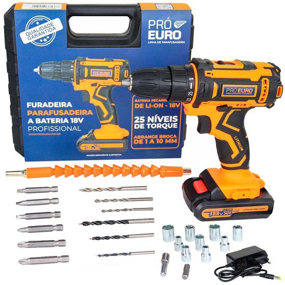 Parafusadeira Furadeira 18v 10mm Bivolt + Maleta e Acessórios Menor preço em Parafusadeira Furadeira 18v 10mm Bivolt + Maleta e Acessórios