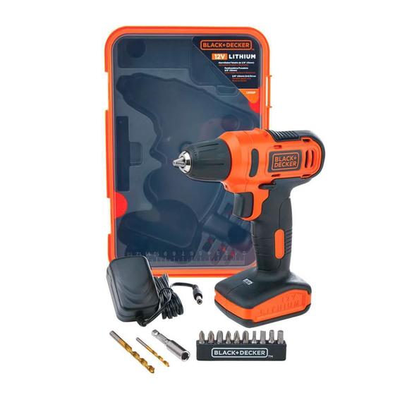 Imagem de Parafusadeira Furadeira a Bateria 12V 13 Peças Black+Decker