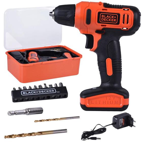 Parafusadeira Furadeira à Bateria 12V 3/8 POL Bivolt com Kit 13 Acessórios LD12SP-BR BLACK & DECKER Menor preço em Parafusadeira Furadeira à Bateria 12V 3/8 POL Bivolt com Kit 13 Acessórios LD12SP-BR BLACK & DECKER